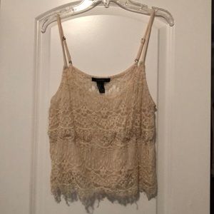Cream Mesh Crop Top
